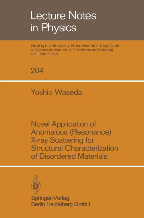 Produktbild: Novel Application of Anomalous (Resonance) X-ray Scattering for structural Characterization of Disordered Materials