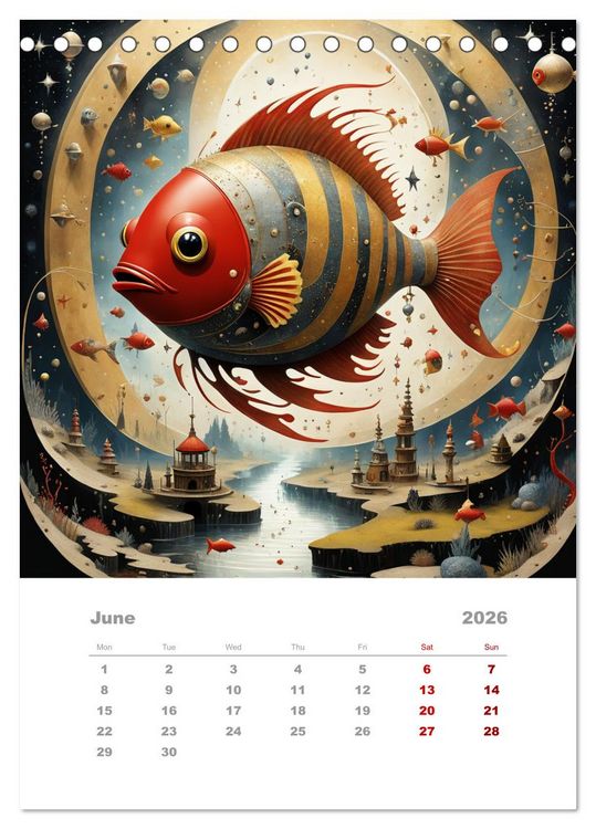 Produktbild: The adventures of the steel fish (Desk Calendar 2026 DIN A5 portrait), CALVENDO 12 Month DeskCalendar