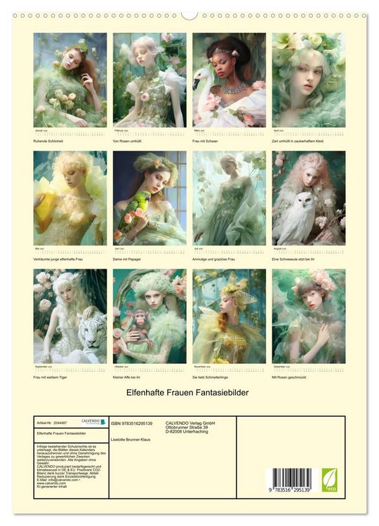 Produktbild: Elfenhafte Frauen Fantasiebilder (hochwertiger Premium Wandkalender 2026 DIN A2 hoch), Kunstdruck in Hochglanz