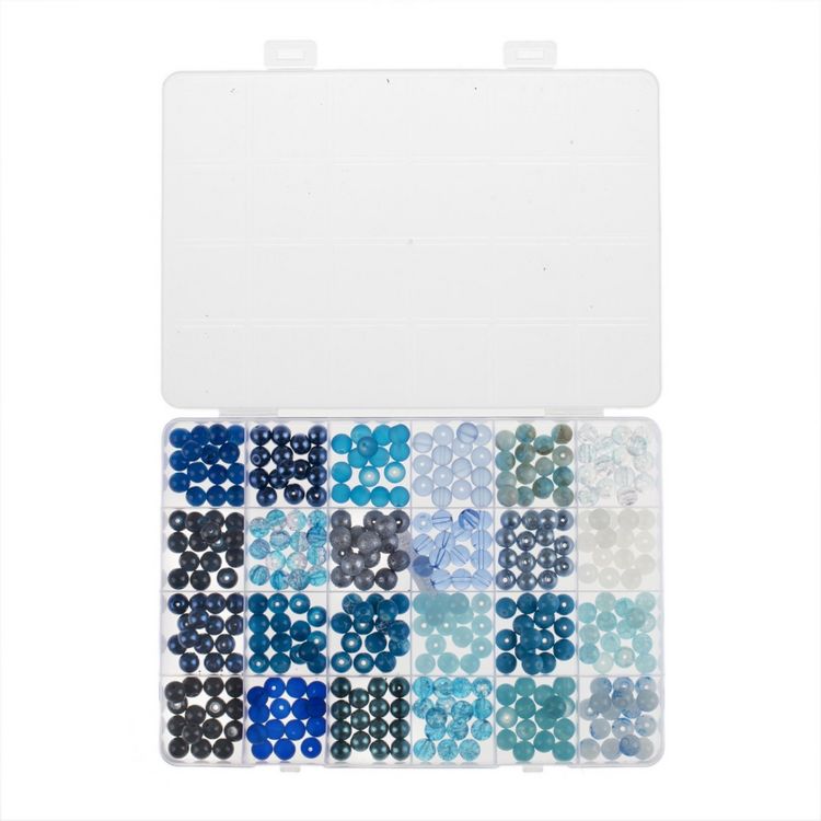 Produktbild: Glasperlen-Schmuckset blau sortiert