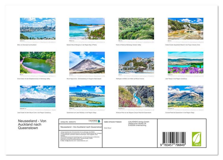 Produktbild: Neuseeland - Von Auckland nach Queenstown (Wandkalender 2026 DIN A4 quer), CALVENDO Monatskalender