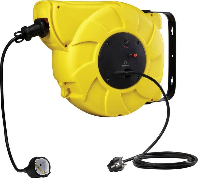 Produktbild: Renkforce 1300042 Kabeltrommel 22m Schwarz Schutzkontakt-Winkelstecker