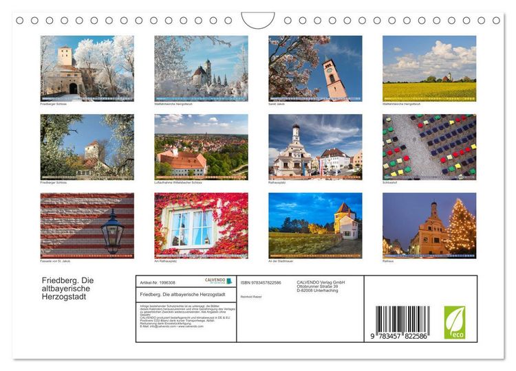 Produktbild: Friedberg. Die altbayerische Herzogstadt (Wandkalender 2026 DIN A4 quer), CALVENDO Monatskalender