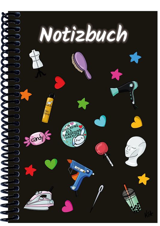 Produktbild: A 4 Notizbuch Manga Items, schwarz, blanko
