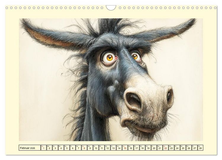 Produktbild: Esel mit Haltung. Karikaturen zwischen Humor und Melancholie (Wandkalender 2026 DIN A3 quer), CALVENDO Monatskalender