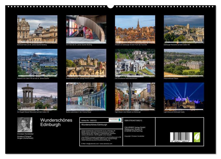 Produktbild: Wundersch&ouml;nes Edinburgh (hochwertiger Premium Wandkalender 2026 DIN A2 quer), Kunstdruck in Hochglanz