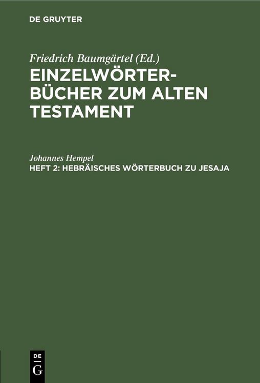 Produktbild: Hebr&auml;isches W&ouml;rterbuch zu Jesaja