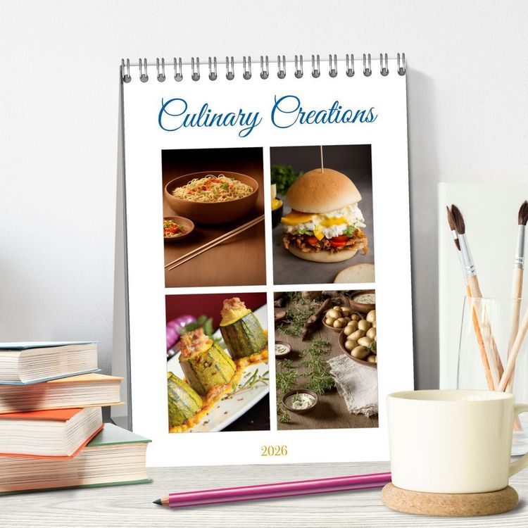 Produktbild: Culinary Creations (Desk Calendar 2026 DIN A5 portrait), CALVENDO 12 Month DeskCalendar