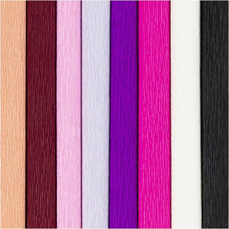 Produktbild: Creativ Company Krepppapier, Blatt 25x60 cm, Kreppanteil: 180%, 105 g, Harmonie in Lila-Pink, 8 Blatt