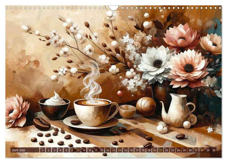 Produktbild: Kaffee & Kunst: Ein Kalender f&uuml;r Genie&szlig;er (Wandkalender 2026 DIN A3 quer), CALVENDO Monatskalender