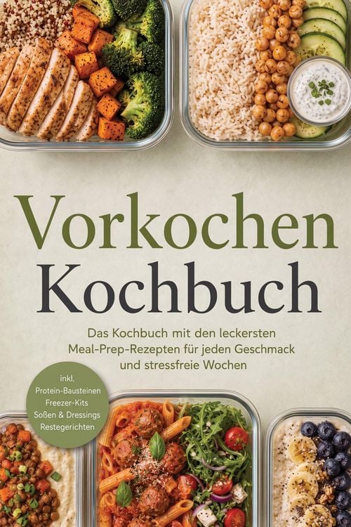 Produktbild: Vorkochen Kochbuch: Das Kochbuch mit den leckersten Meal-Prep-Rezepten f&uuml;r jeden Geschmack und stressfreie Wochen - inkl. Protein-Bausteinen, Freezer-