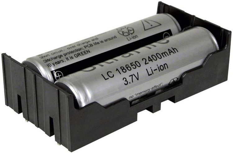 Produktbild: MPD BK-18650-PC4 Batteriehalter 2x 18650 Durchsteckmontage THT (L x B x H) 77.7 x 40.21 x 21.54 mm