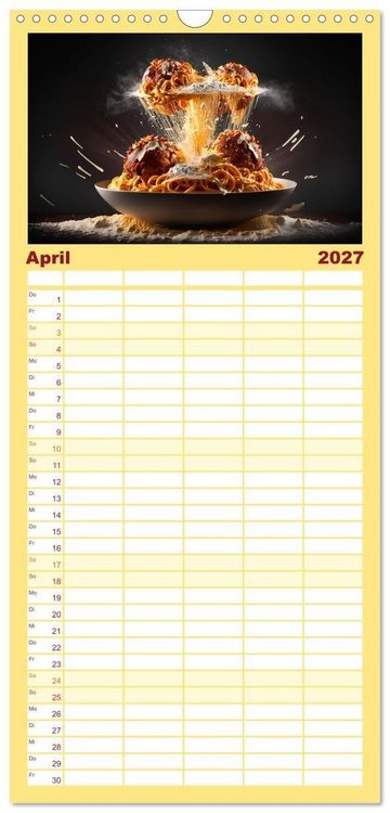 Produktbild: Familienplaner 2027 - Italienische Gerichte mit 5 Spalten (Wandkalender, 21 x 45 cm) CALVENDO