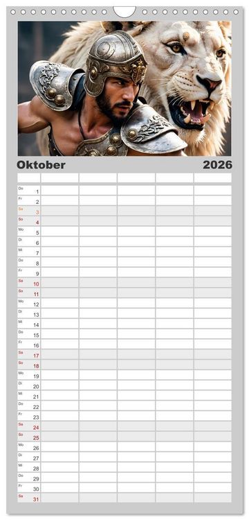 Produktbild: Familienplaner 2026 - Gladiatoren - ein Leben f&uuml;r den Kampf mit 5 Spalten (Wandkalender, 21 x 45 cm) CALVENDO