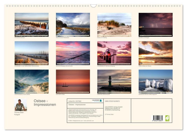 Produktbild: Ostsee - Impressionen (Wandkalender 2026 DIN A2 quer), CALVENDO Monatskalender