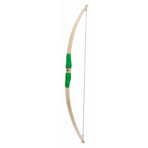Produktbild: BestSaller 1274 - Kinder-Bogen mit Loch inkl. 3 Pfeilen, Buchenholz, 80cm, Holz-Bogen, Griff mit gr&uuml;ner Kunststoffwickelung