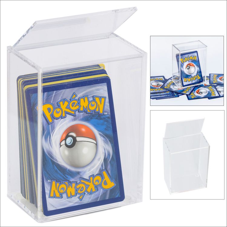 Produktbild: Sammelbox aus hochwertigem Acryl f&uuml;r Sammelkarten, Sportkarten, Pokemon etc. mit Deckel zum Klappen