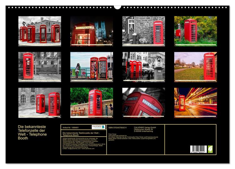 Produktbild: Die bekannteste Telefonzelle der Welt - Telephone Booth (Wandkalender 2026 DIN A2 quer), CALVENDO Monatskalender