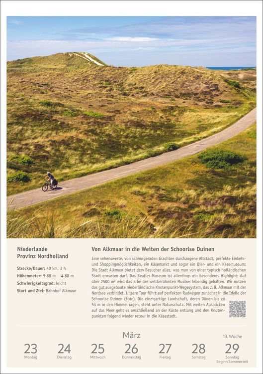 Produktbild: Radwanderlust Wochen-Kulturkalender 2026 - 53 Touren von R&uuml;gen bis S&uuml;dtirol