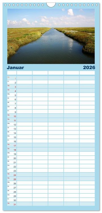 Produktbild: Familienplaner 2026 - Nordsee - Lichtstimmungen an der K&uuml;ste mit 5 Spalten (Wandkalender, 21 x 45 cm) CALVENDO