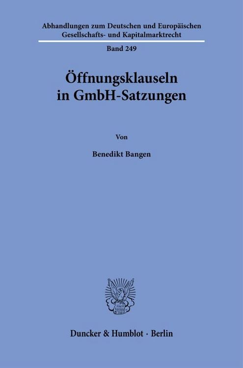 Produktbild: &Ouml;ffnungsklauseln in GmbH-Satzungen
