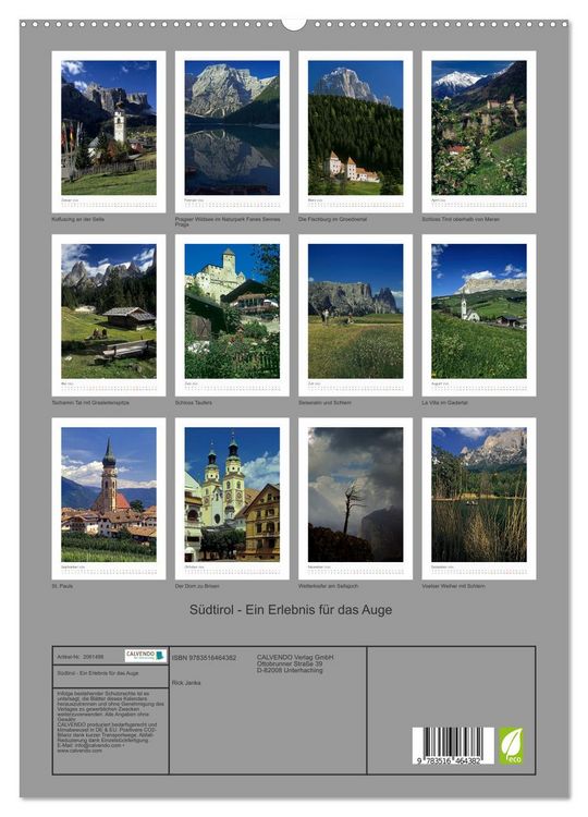 Produktbild: S&uuml;dtirol - Ein Erlebnis f&uuml;r das Auge (hochwertiger Premium Wandkalender 2026 DIN A2 hoch), Kunstdruck in Hochglanz