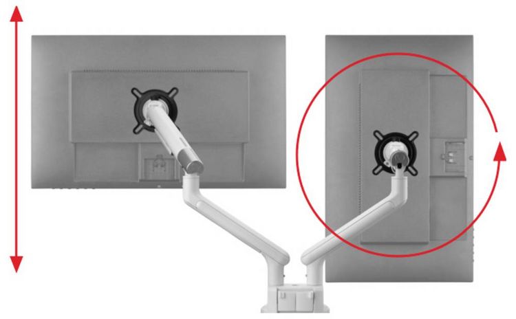 Produktbild: One For All Monitor-Tischhalterung Design Dual white 2 Display(s) 33 cm (13") - 81,3 cm (32") Wei&szlig; H&ouml;henverstellbar, Schwenkbar, Neigbar, Rotierbar