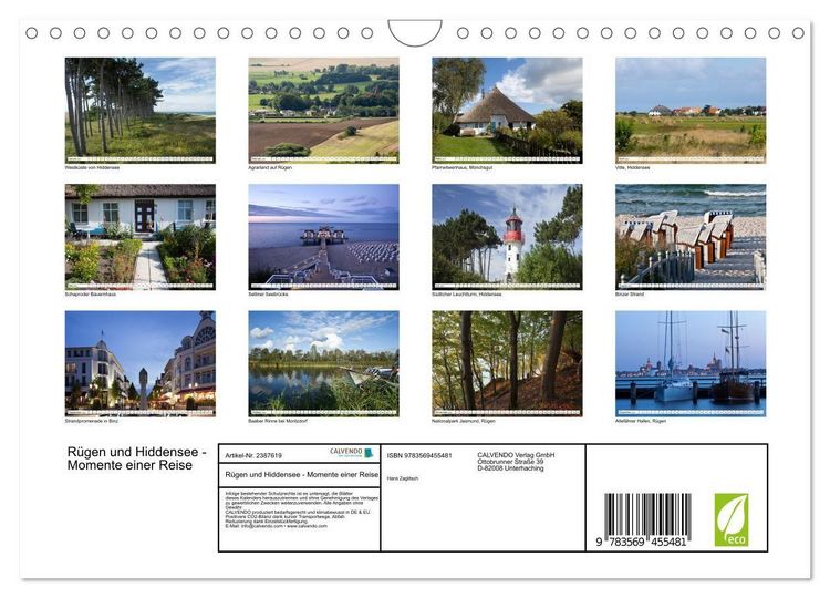 Produktbild: R&uuml;gen und Hiddensee - Momente einer Reise (Wandkalender 2027 DIN A4 quer), CALVENDO Monatskalender
