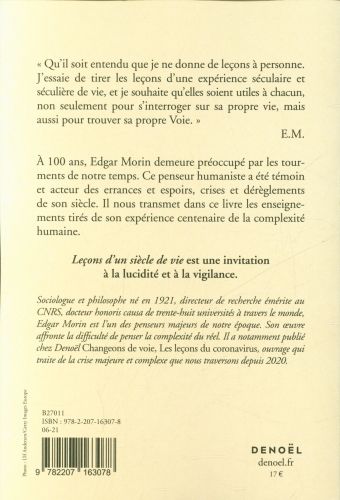 Produktbild: Morin, E: Le&ccedil;ons d'un si&egrave;cle de vie