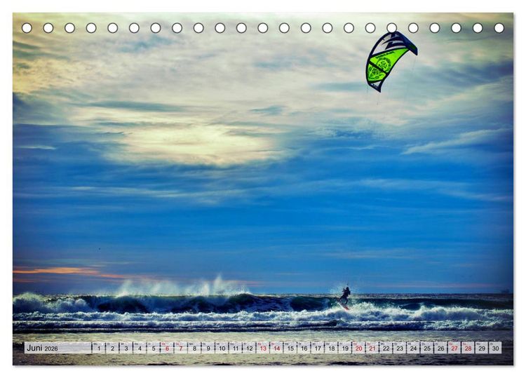 Produktbild: Kitesurfen - Action pur (Tischkalender 2026 DIN A5 quer), CALVENDO Monatskalender