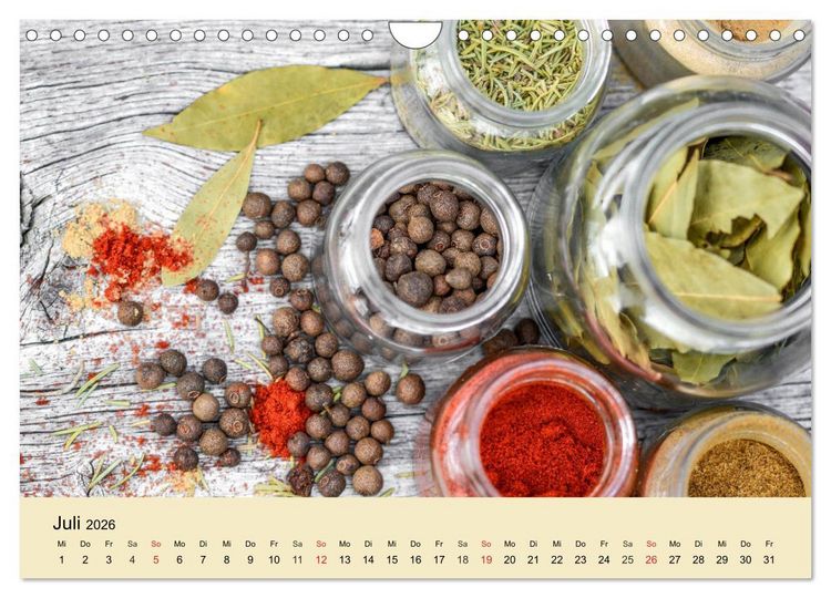 Produktbild: Aromatische Gew&uuml;rze. Die himmlischen Kostbarkeiten aus aller Welt (Wandkalender 2026 DIN A4 quer), CALVENDO Monatskalender