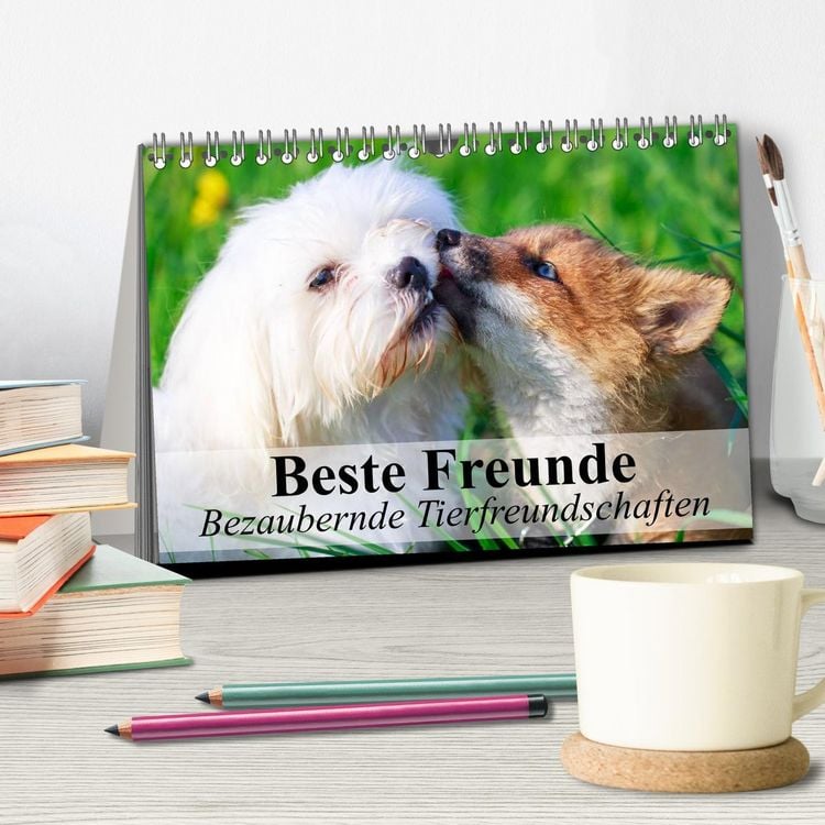 Produktbild: Beste Freunde - Bezaubernde Tierfreundschaften (Tischkalender 2026 DIN A5 quer), CALVENDO Monatskalender