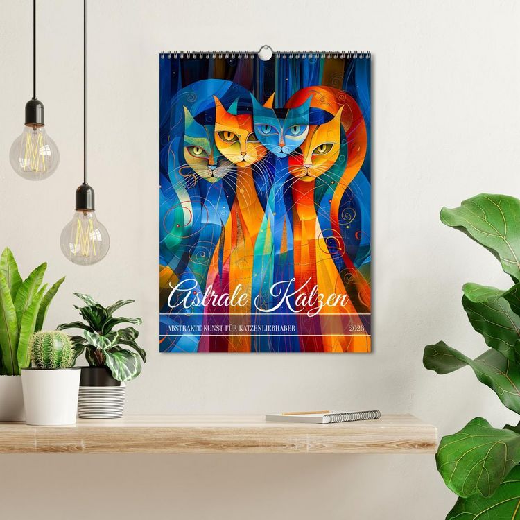 Produktbild: Astrale Katzen - Abstrakte Kunst f&uuml;r Katzenliebhaber (Wandkalender 2026 DIN A3 hoch), CALVENDO Monatskalender