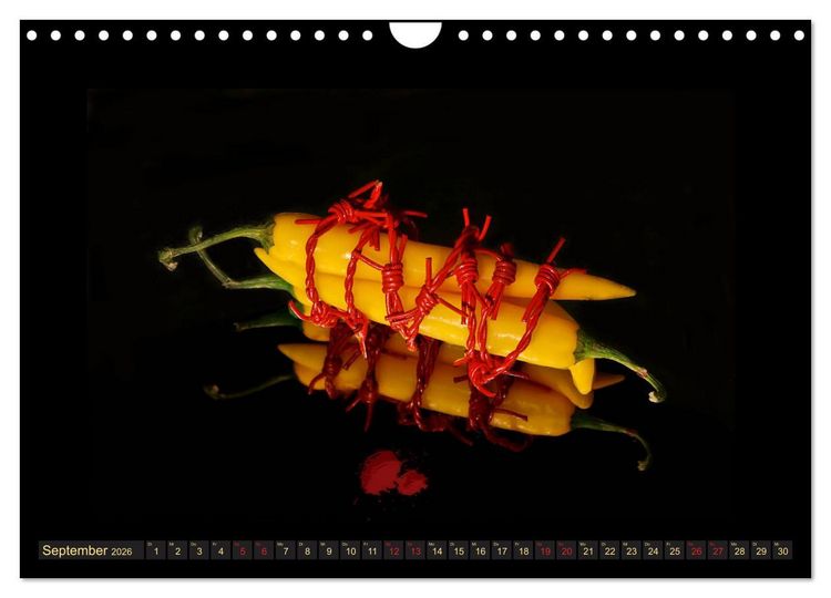 Produktbild: Scharfe Chili Fantasien - Creative Food Design (Wandkalender 2026 DIN A4 quer), CALVENDO Monatskalender