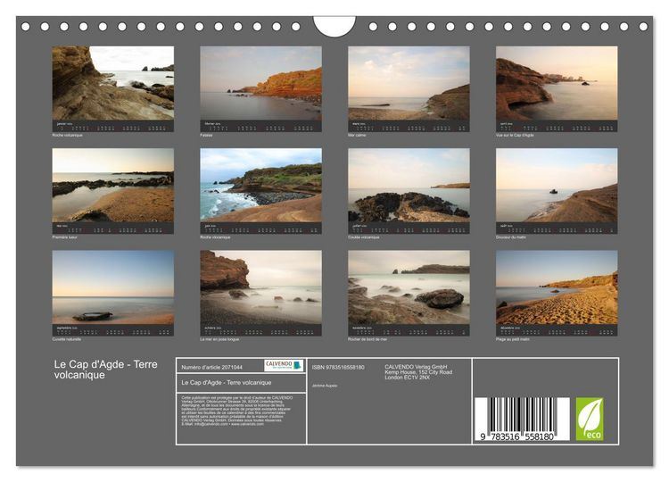 Produktbild: Le Cap d'Agde - Terre volcanique (Calendrier mural 2026 DIN A4 vertical), CALVENDO calendrier mensuel