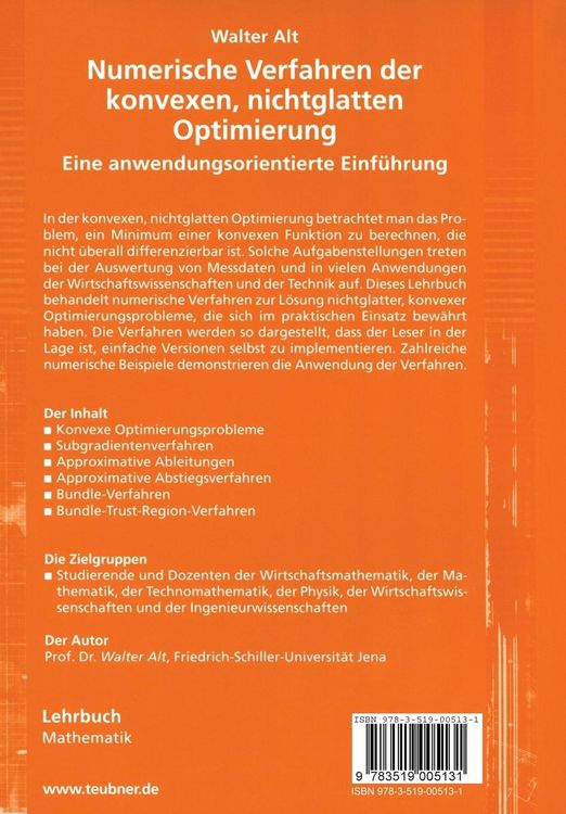 Produktbild: Numerische Verfahren der konvexen, nichtglatten Optimierung