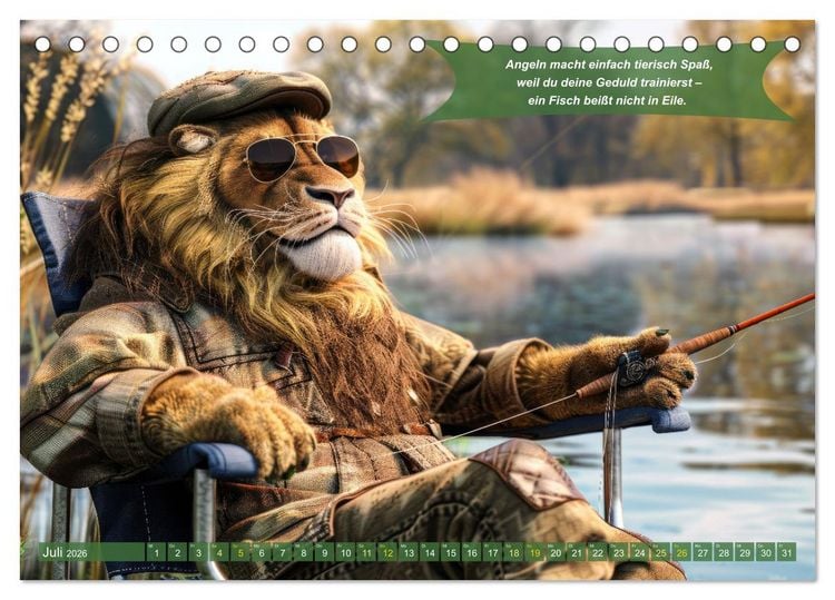 Produktbild: Der tierisch lustige Angler-Kalender (Tischkalender 2026 DIN A5 quer), CALVENDO Monatskalender