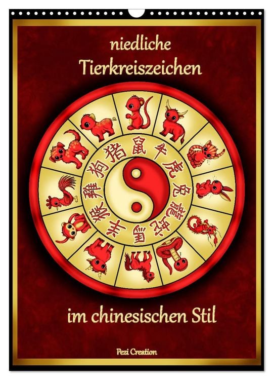 Produktbild: niedliche Tierkreiszeichen im chinesischem Stil (Wandkalender 2026 DIN A3 hoch), CALVENDO Monatskalender