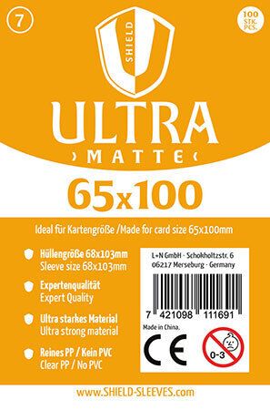 Produktbild: Shield Ultra Matte 7 - 100 Super Sleeves f&uuml;r Kartengr&ouml;&szlig;e 65 x 100 mm