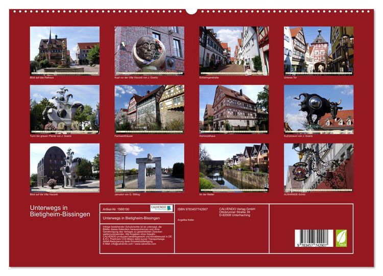 Produktbild: Unterwegs in Bietigheim-Bissingen (hochwertiger Premium Wandkalender 2026 DIN A2 quer), Kunstdruck in Hochglanz