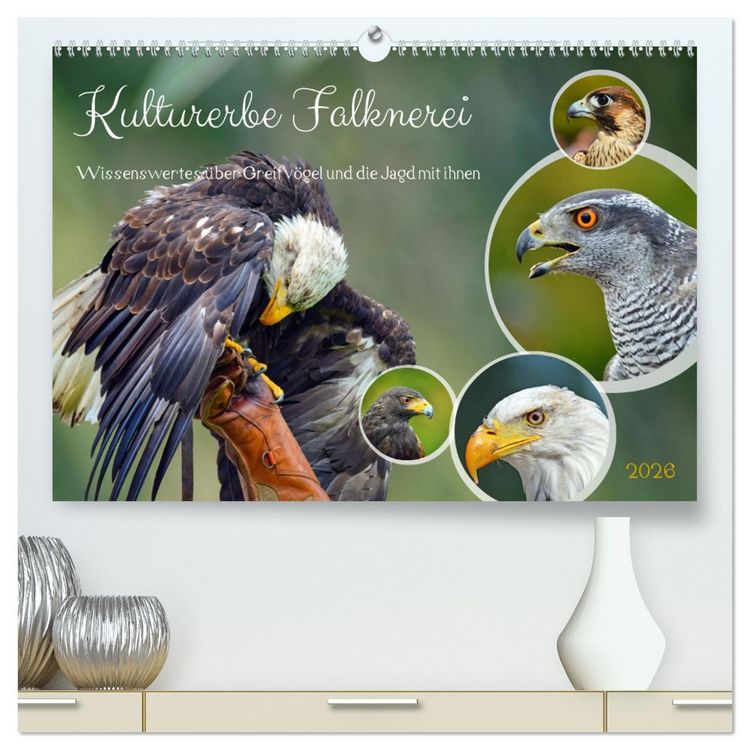 Produktbild: Kulturerbe Falknerei (hochwertiger Premium Wandkalender 2026 DIN A2 quer), Kunstdruck in Hochglanz
