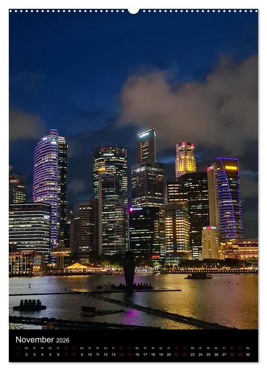 Produktbild: Singapur - Faszinierende Lichterwelt Marina Bay (Wandkalender 2026 DIN A2 hoch), CALVENDO Monatskalender