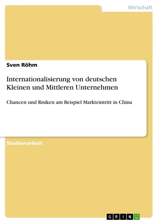 Produktbild: Internationalisierung von deutschen Kleinen und Mittleren Unternehmen