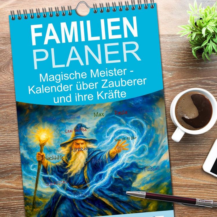 Produktbild: Familienplaner 2026 - Magische Meister - Kalender &uuml;ber Zauberer und ihre Kr&auml;fte mit 5 Spalten (Wandkalender, 21 x 45 cm) CALVENDO