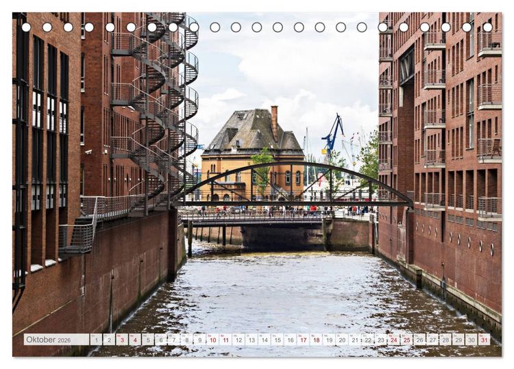 Produktbild: Hamburg. HafenCity, Kontorhausviertel und Speicherstadt. (Tischkalender 2026 DIN A5 quer), CALVENDO Monatskalender