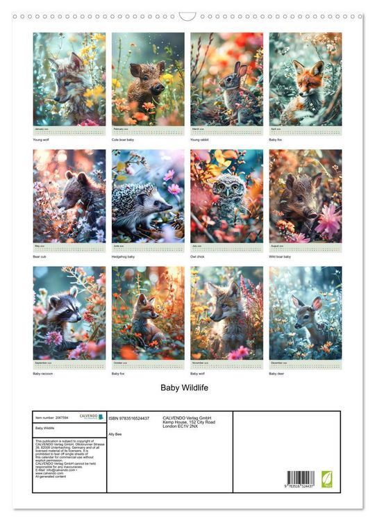 Produktbild: Baby Wildlife (Wall Calendar 2026 DIN A2 portrait), CALVENDO 12 Month Wall Calendar