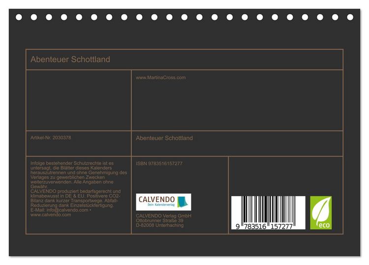 Produktbild: Abenteuer Schottland (Tischkalender 2026 DIN A5 quer), CALVENDO Monatskalender