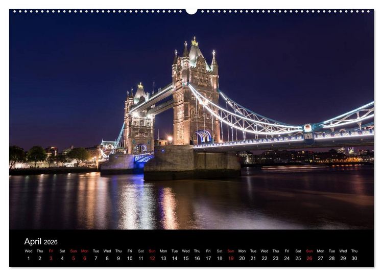 Produktbild: London 2026 (High Quality Premium Wall Calendar 2026 DIN A2 landscape),CALVENDO 12 Month Wall Calendar
