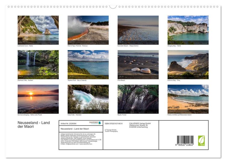Produktbild: Neuseeland - Land der Maori (hochwertiger Premium Wandkalender 2026 DIN A2 quer), Kunstdruck in Hochglanz