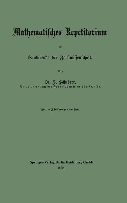 Produktbild: Mathematisches Repetitorium f&uuml;r Studirende der Forstwissenschaft
